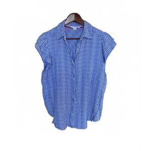 Jane & Delancey Blue White Gingham Blouse Medium